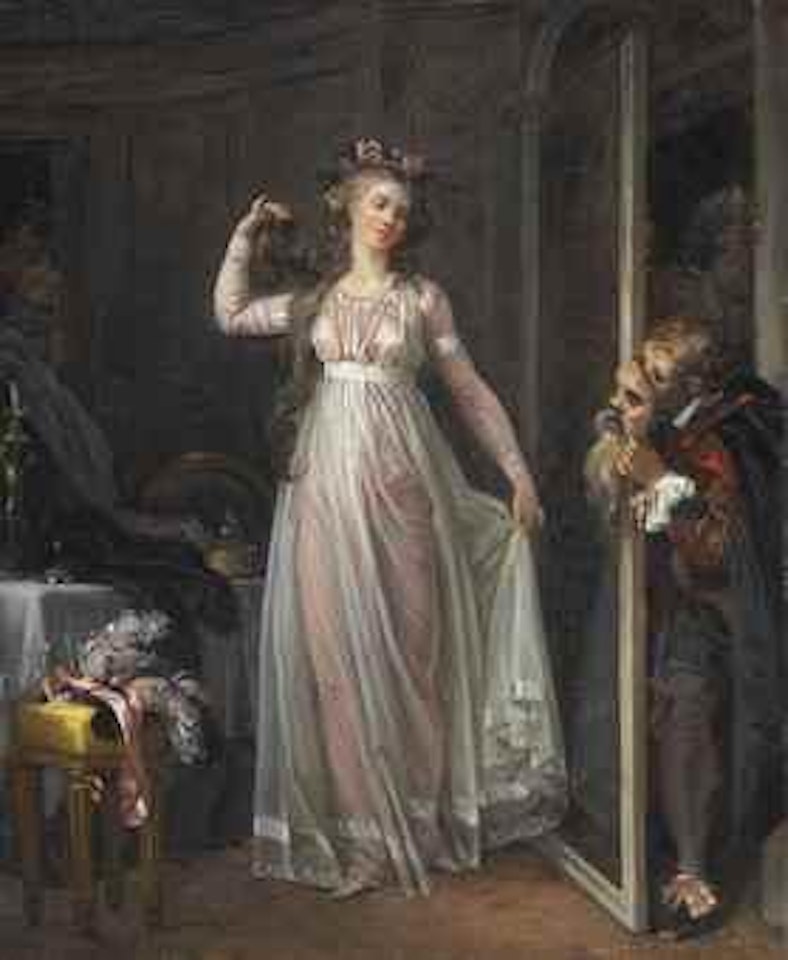 A Commedia dell'arte scene by Jean-Honore Fragonard by Jean-Honoré Fragonard