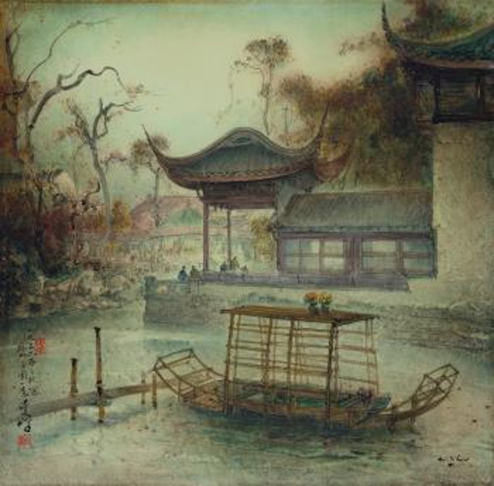 Scene of Liú Yuán, Lingering Garden by Lee Man Fong