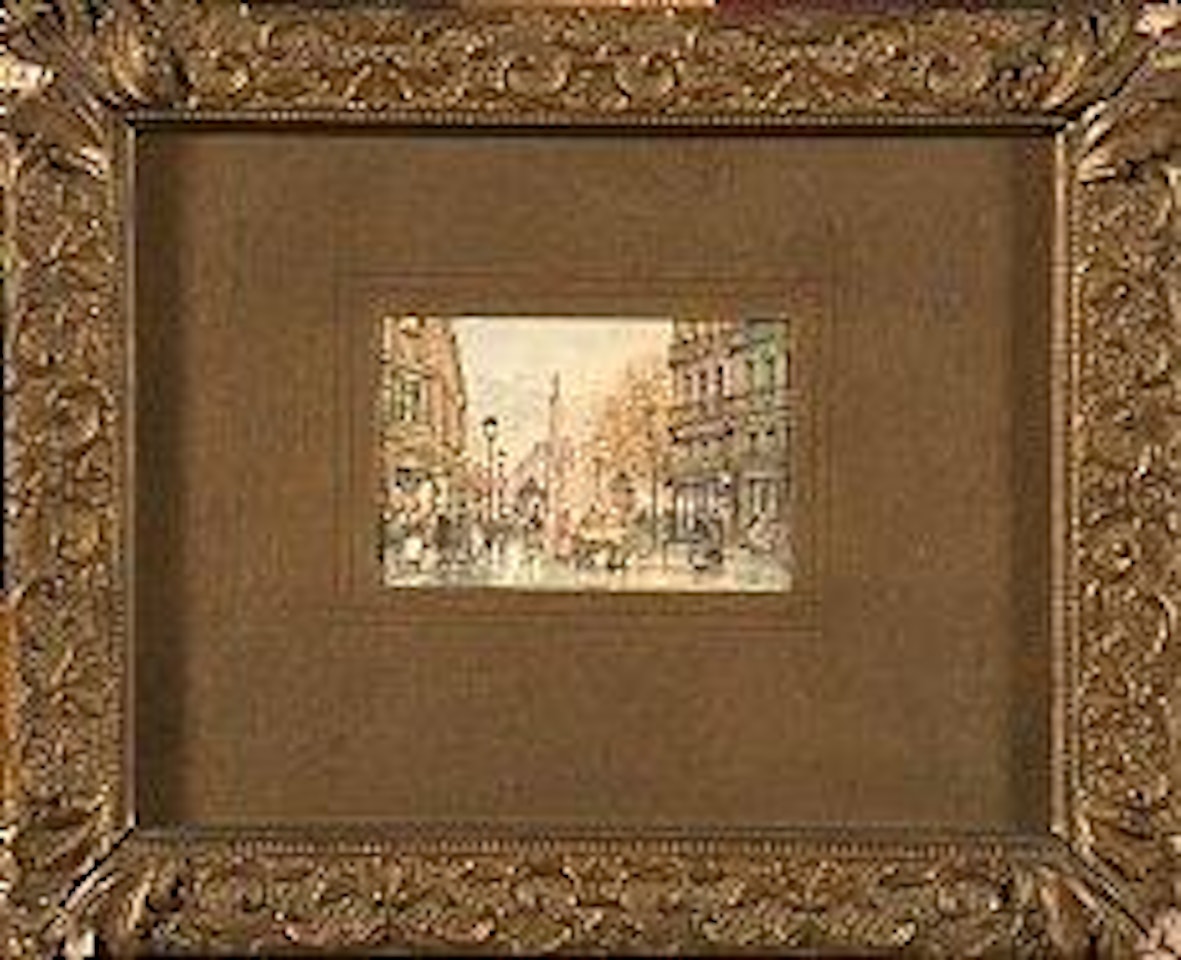 Boulevard parisien animé by Eugene Galien-Laloue