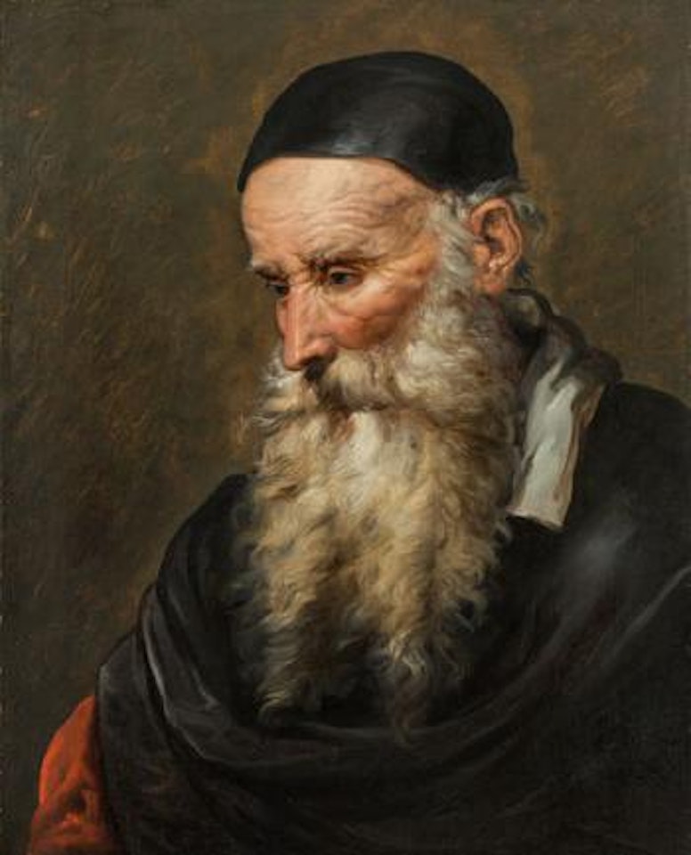 Bearded man with black cloak by Flemish School