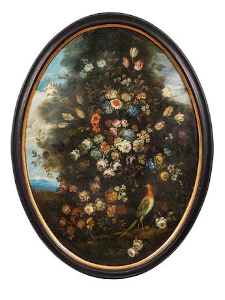 Flower Still Life with a Parrot by Italian School