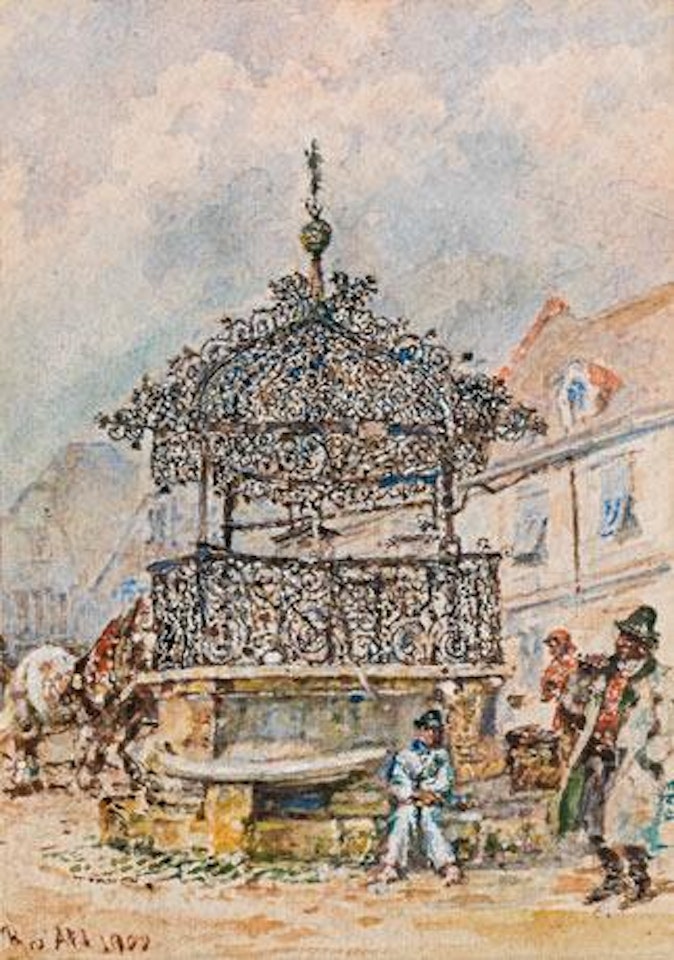 Fountain in Bruck an der Mur by Rudolf von Alt