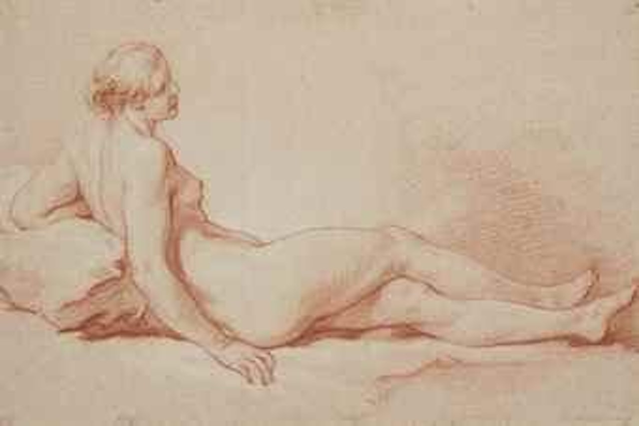 Femme nue allongée (recto); Esquisse d'une femme nue (verso) by Francois Boucher