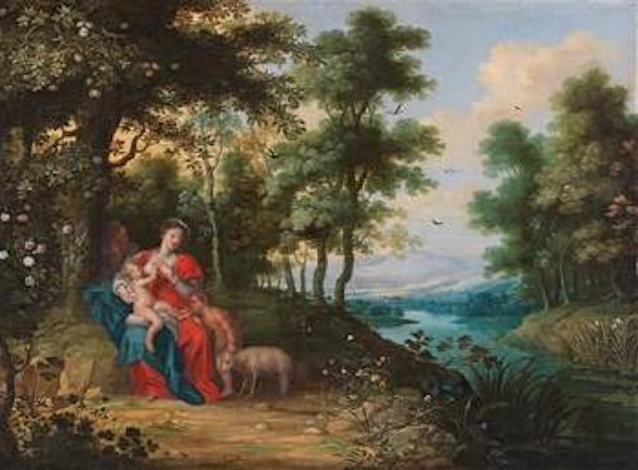The Holy Family with the Infant Saint John the Baptist in a landscape by Adriaen van Stalbemt