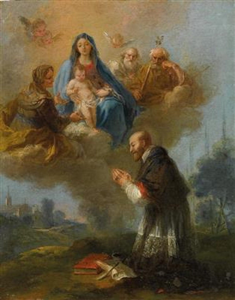The Holy Family with Saint Anne and Saint Joachim appearing to Saint Philip Neri by Francesco Zuccarelli