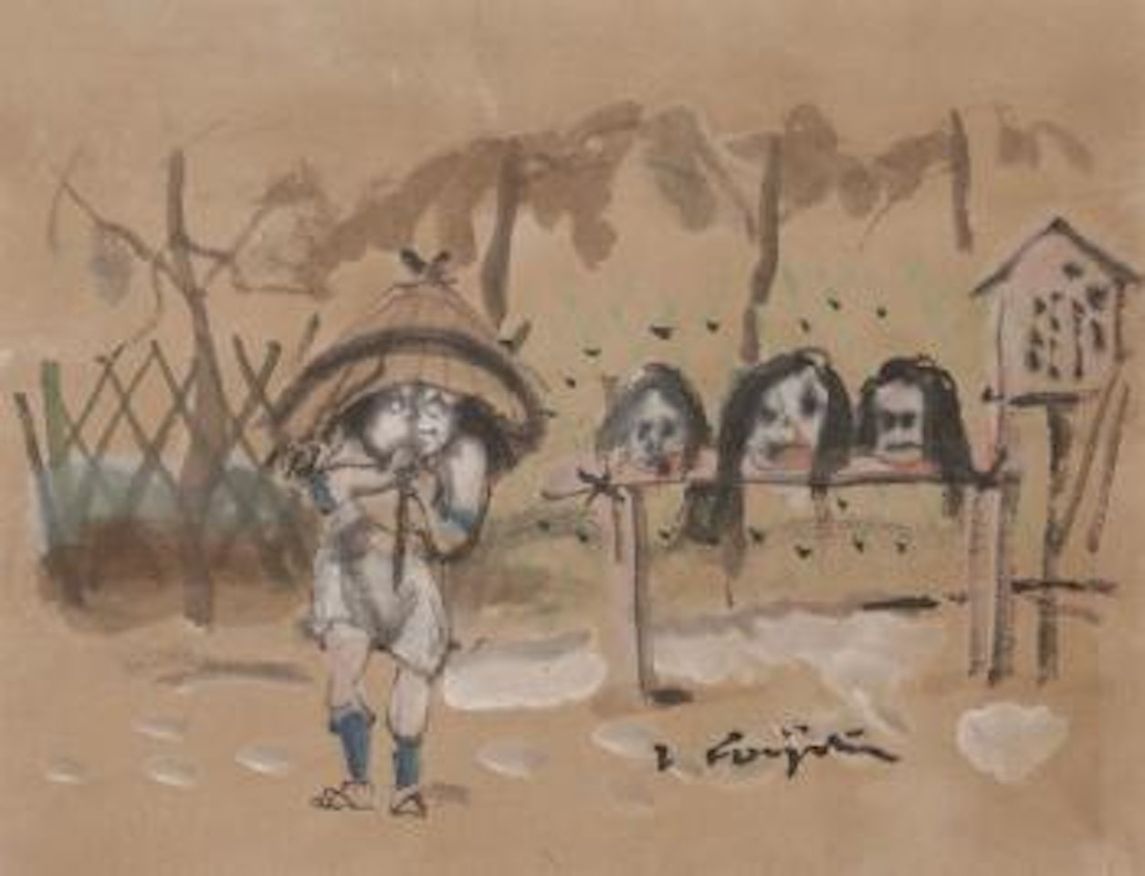 La parapluie by Leonard Tsuguharu Foujita