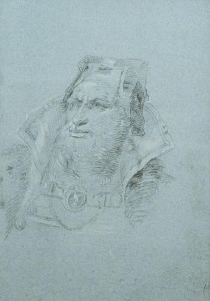 Tête d’homme portant une coiffe orientale tourné vers la gauche by Giovanni Domenico Tiepolo