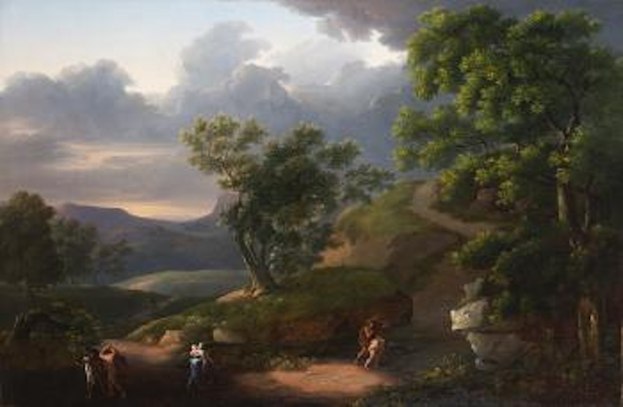 Scena mitologica in un paesaggio [Mythological scene in a landscape] by Roman School by Roman School