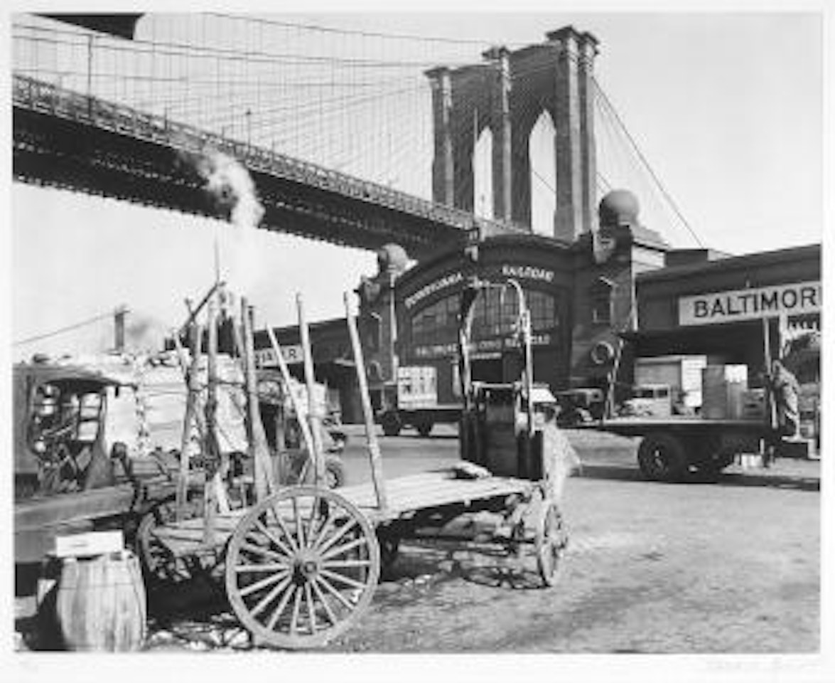 South Street with Brooklyn Bridge, 1937 by Berenice Abbott