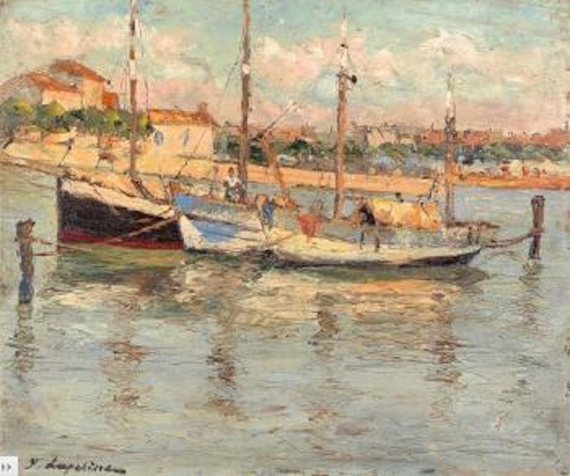 Port de pêche en Méditerranée by Georgij Aleksandrovic Lapschin