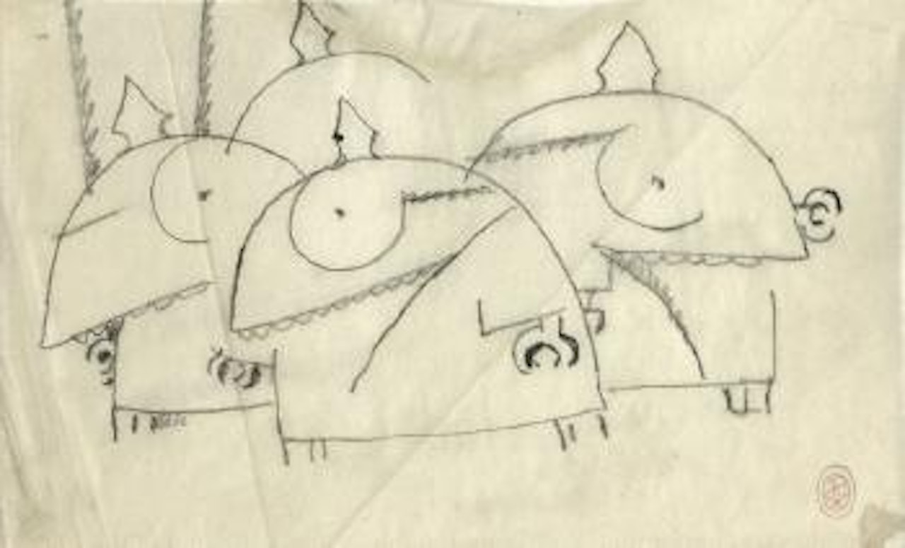 Dessin de guerre (étude inédite pour Le mot) by Jean Cocteau
