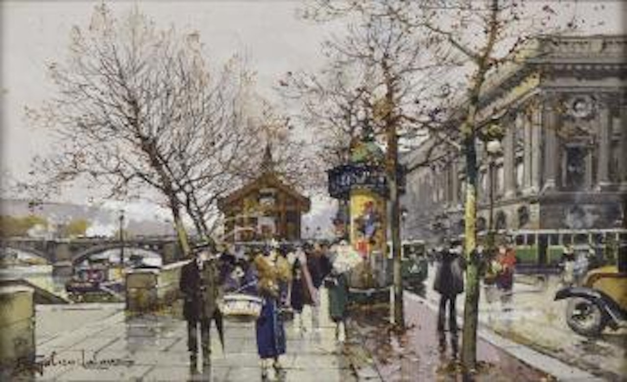 Le Louvre et la Seine by Eugene Galien-Laloue