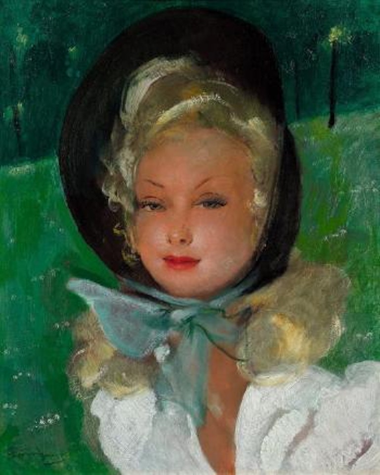 Jeune femme au chapeau by Jean Gabriel Domergue