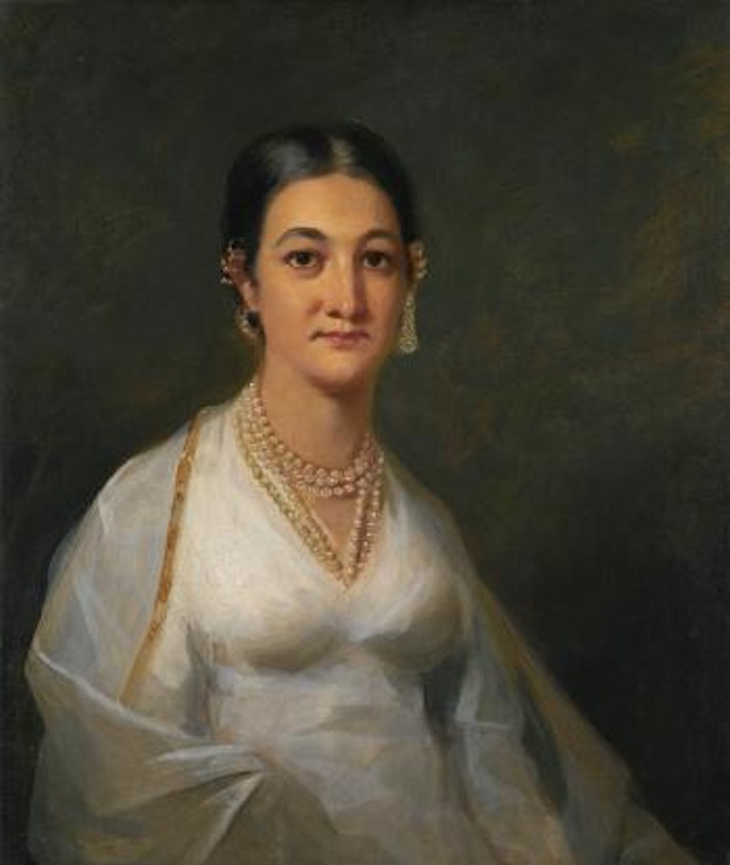Portrait of a Young Indian Woman, Half-length, in a White Dress, with Pearl Earrings and a Pearl Necklace by Henry Raeburn