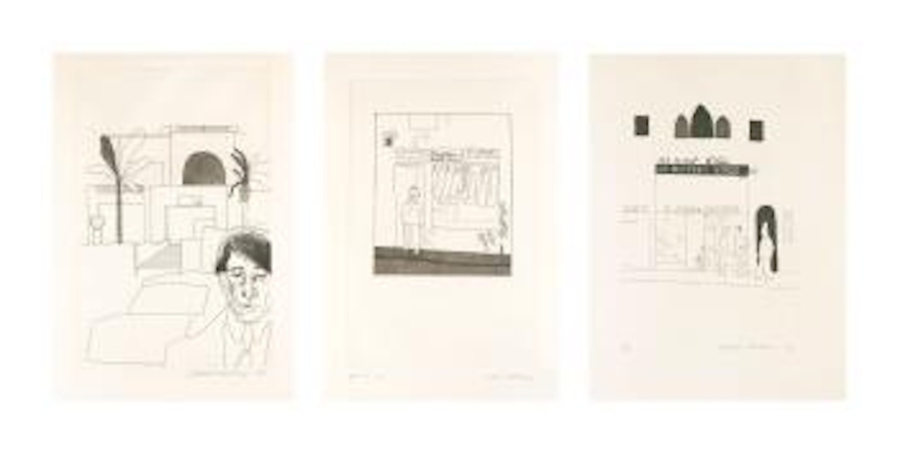 To Remain; The Window Shop of a Tobacco Store; and Portrait of Cavafy 2 (Scottish arts Council 50; 53; and 59) by David Hockney