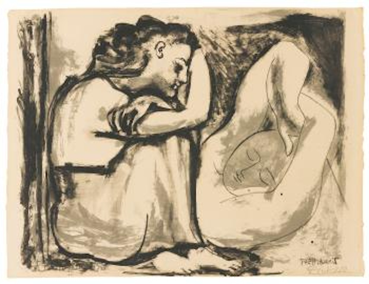 Femme Assise et Dormeuse (Bloch 455; Mourlot 104; Picasso Project 104) by Pablo Picasso