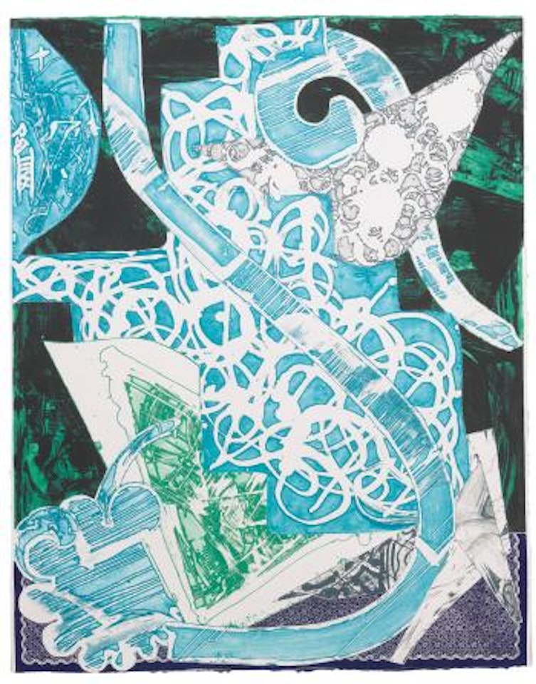 Swan Engraving Blue, Green, Grey (A 173) by Frank Stella