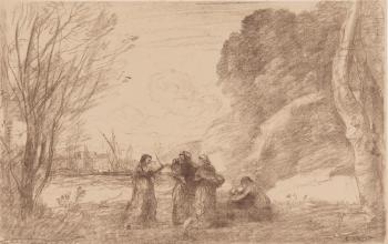 Une famille à Terracine by Jean Baptiste Camille Corot