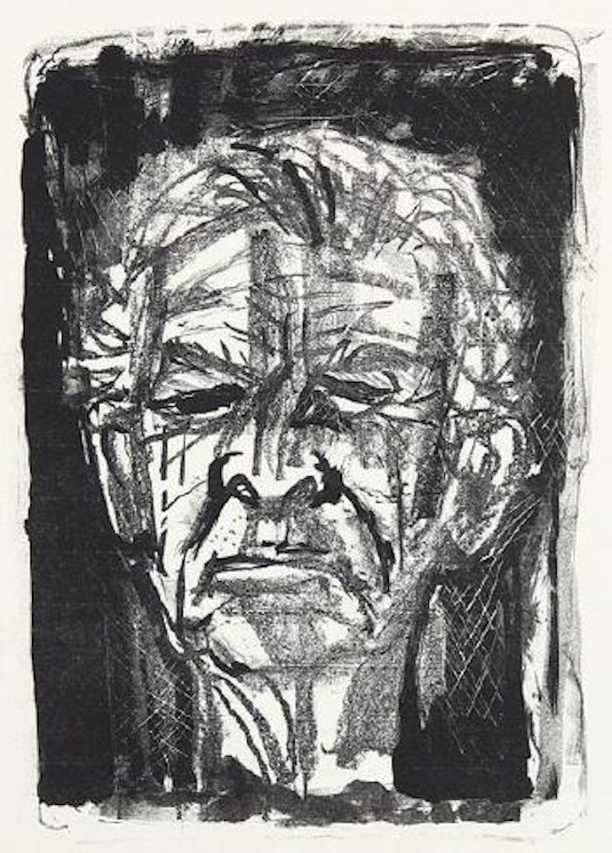 Selbstporträt (von vorn, vor dunklem Hintergrund) by Otto Dix