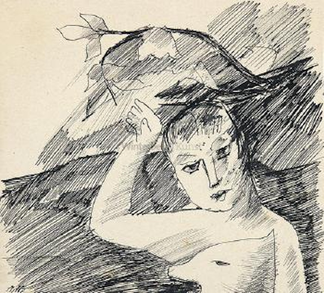 Winkendes Mädchen (mit Hund) by Hannah Höch