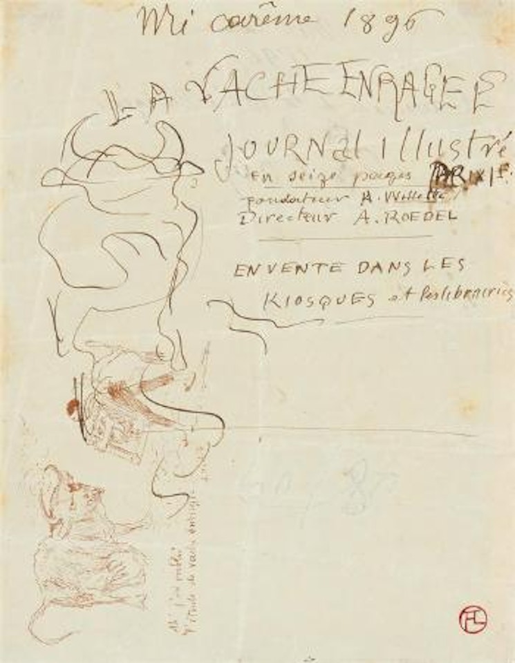 La vache enragée - Cavalcade de mi-carême (Entwurfsskizze zu der Zeitschrift) by Henri de Toulouse-Lautrec
