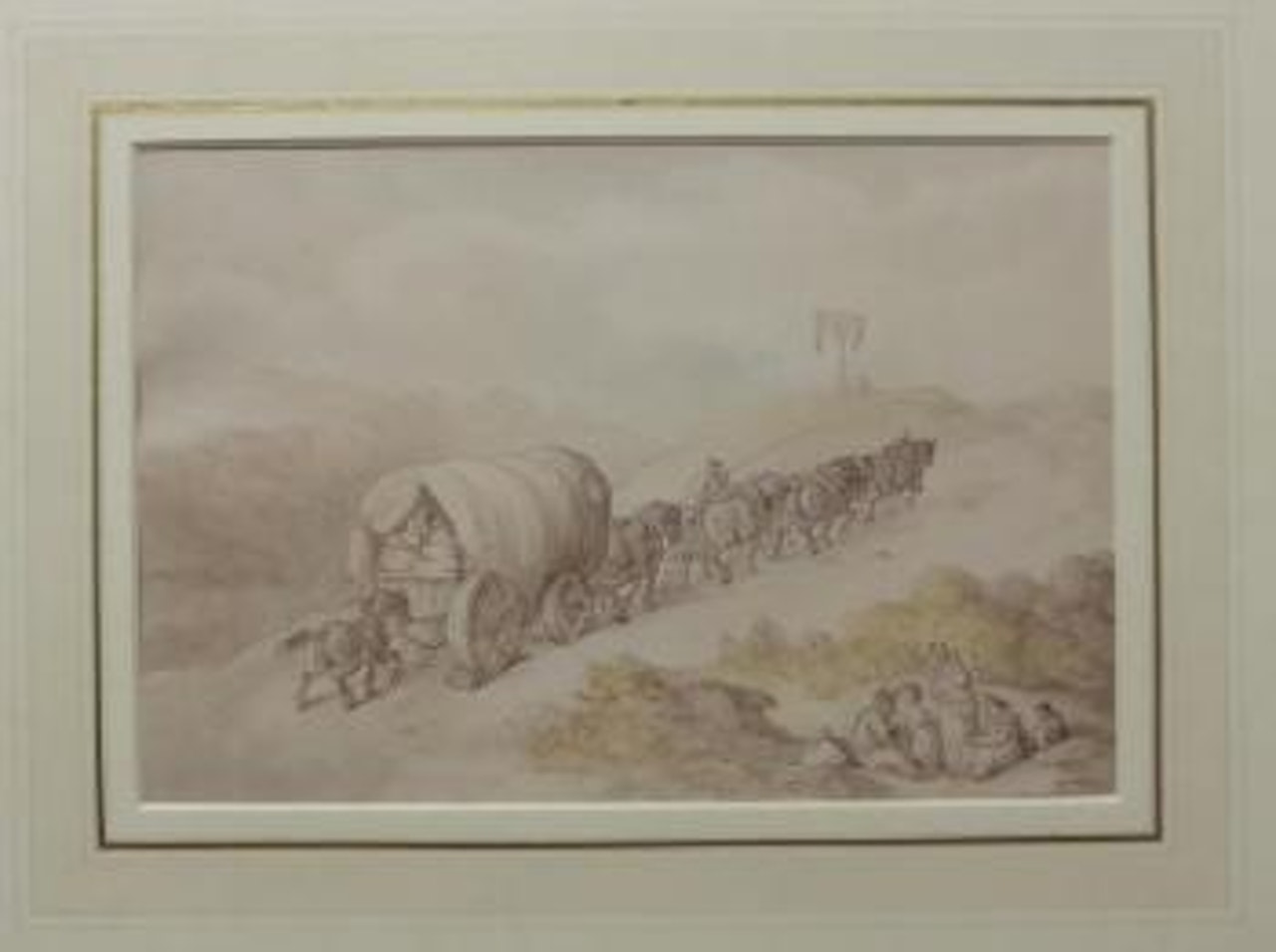 Laden wagon and horses climbing a hill by Thomas Rowlandson