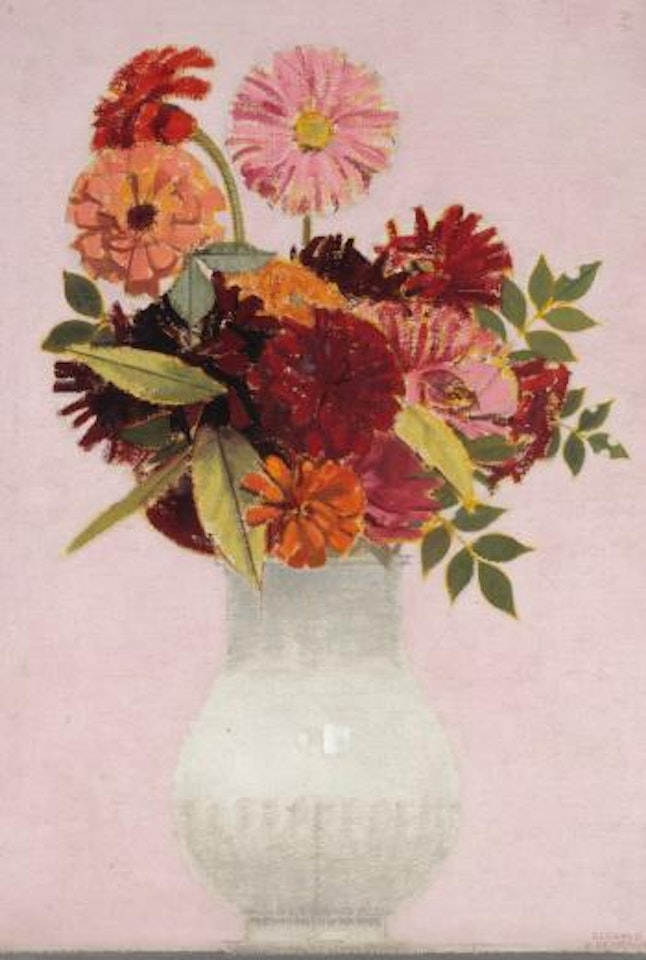 Bouquet Sur Fond Rose by Bernard Boutet de Monvel