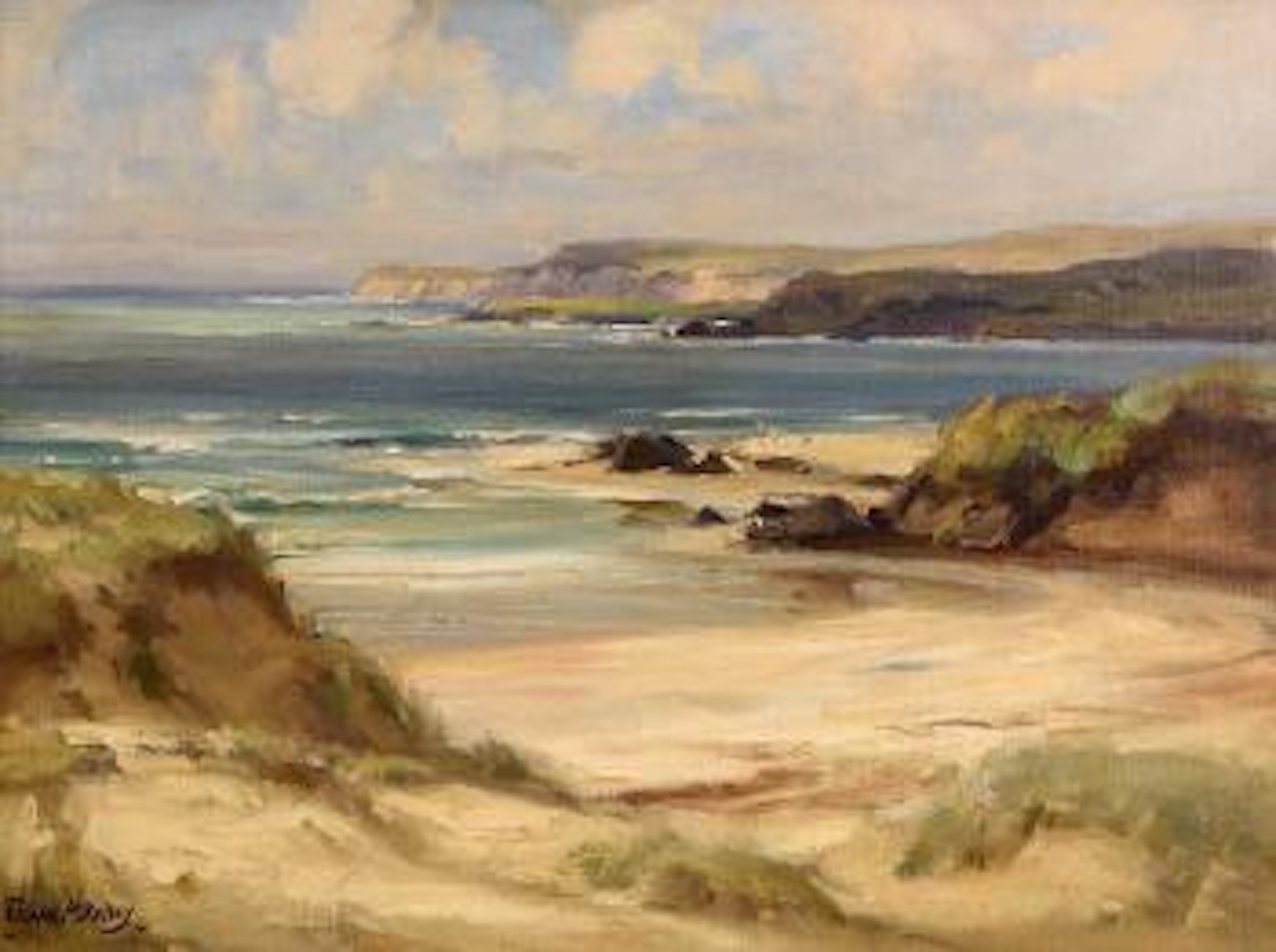 Figures on the beach, Culdaff, Co. Donegal by Frank Mckelvey