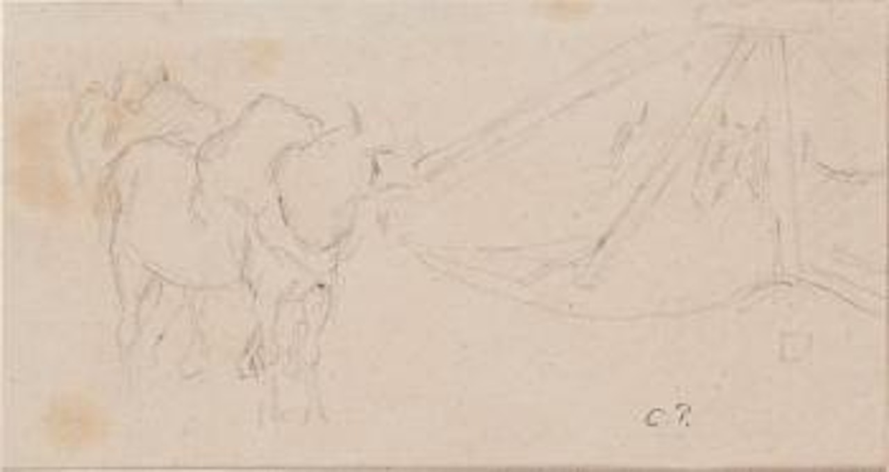 Chevaux au manège by Camille Pissarro