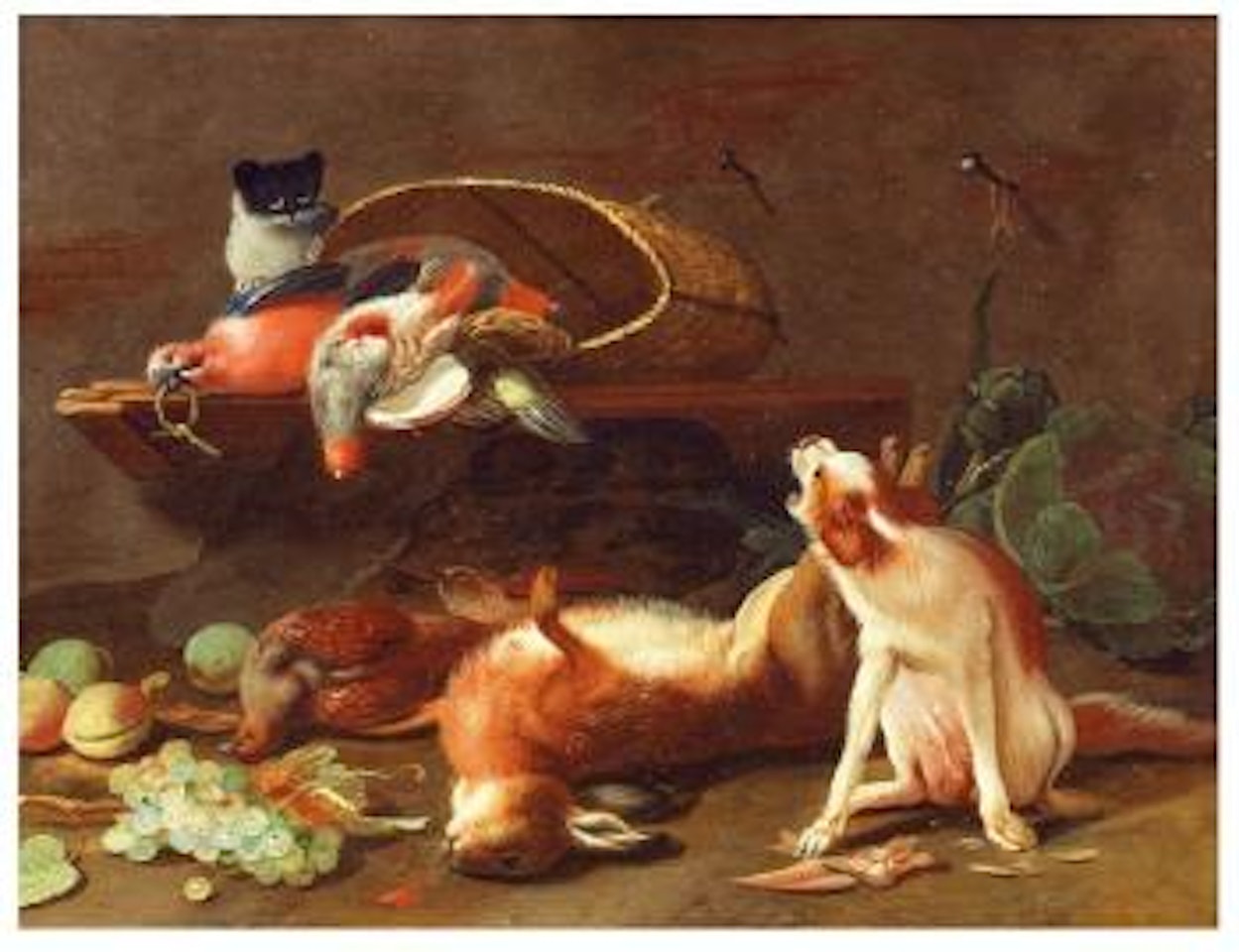 Le chien et le chat dans le garde-manger by Jan Van Kessel The Elder
