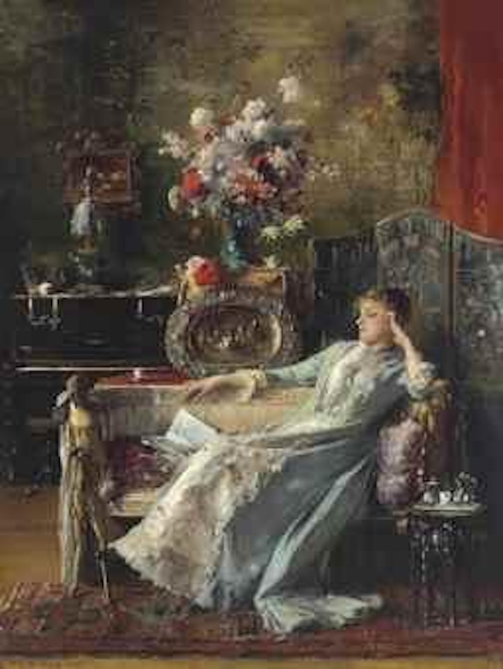 Young Woman sitting on a Sofa by Michael von Munkacsy