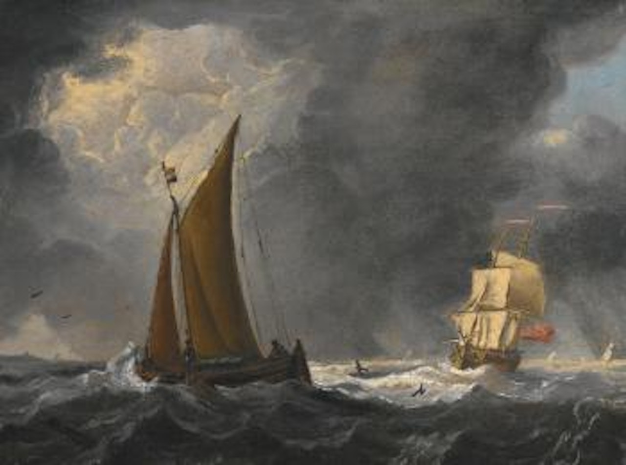Fishing Boats in an Estuary; and Shipping in a Storm by Francis Swaine
