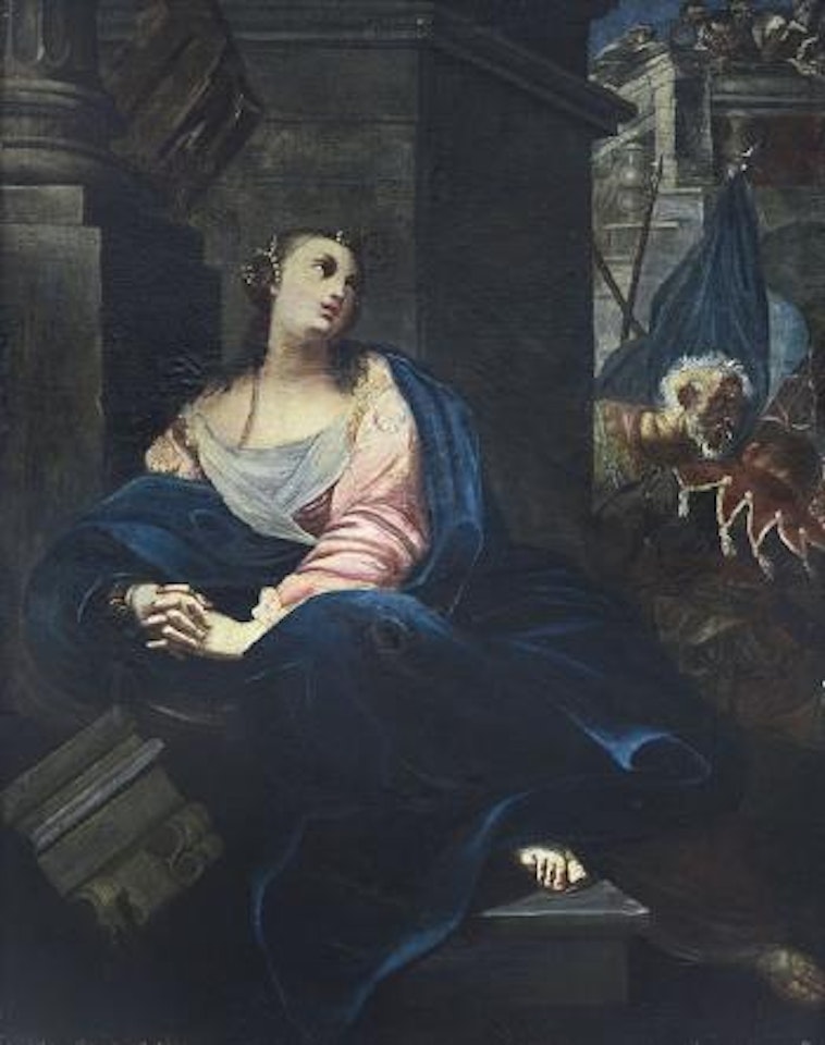 La regina Zenobia sconfitta attende di essere imprigionata dei romani by Venetian School
