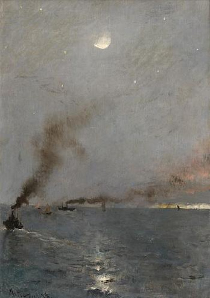 Bateaux au clair de lune by Alfred Stevens