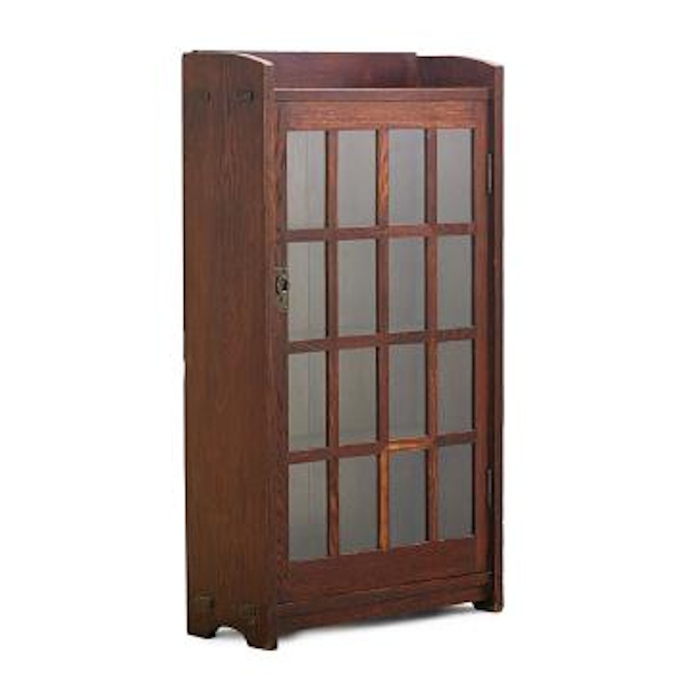 Early Single-door Bookcase with Mitered Mullions by Gustav Stickley