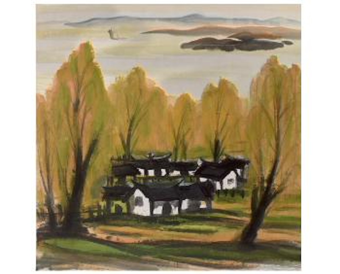 Hameau au bord de la rivière by Lin Fengmian
