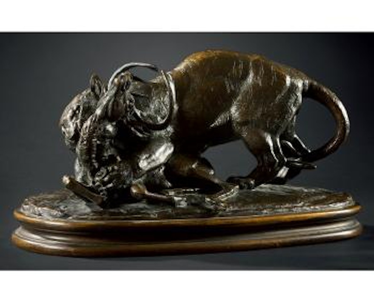 Tigre suprenant un cerf by Antoine-Louis Barye