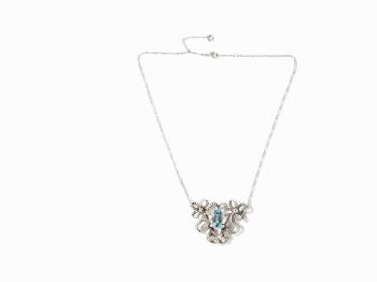 Necklace with Fine Aquamarine Pendant by Unknown Jewelry Maker