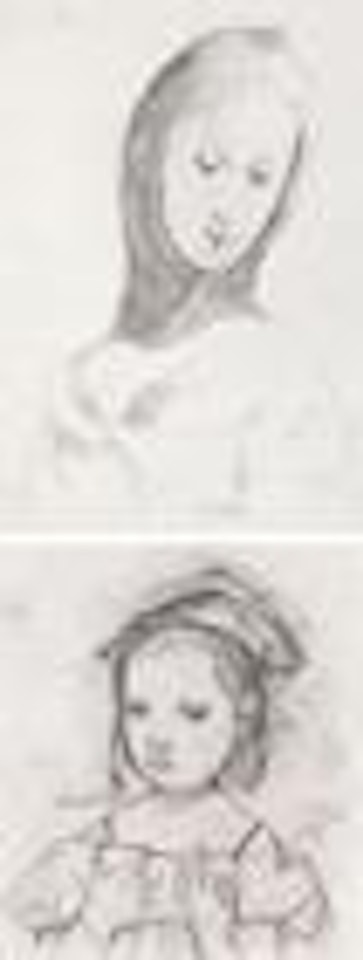 Lady's Portrait & Girl's Portrait (Set of Two Works) by Leonard Tsuguharu Foujita