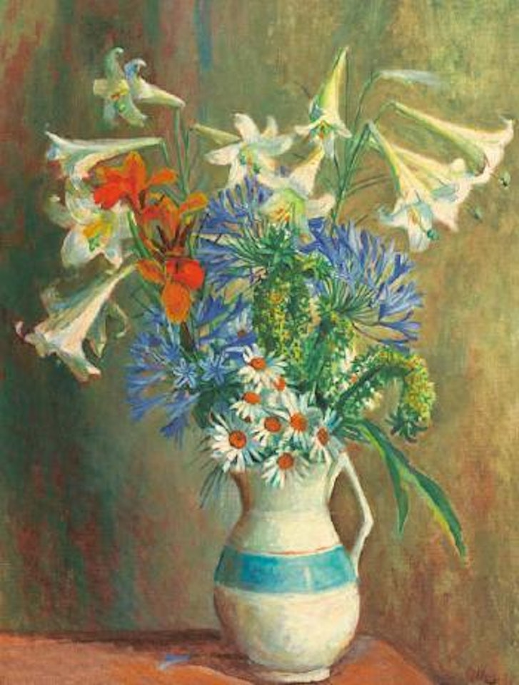 Still Life with Lilies and Agapanthus by Margaret Hannah Olley
