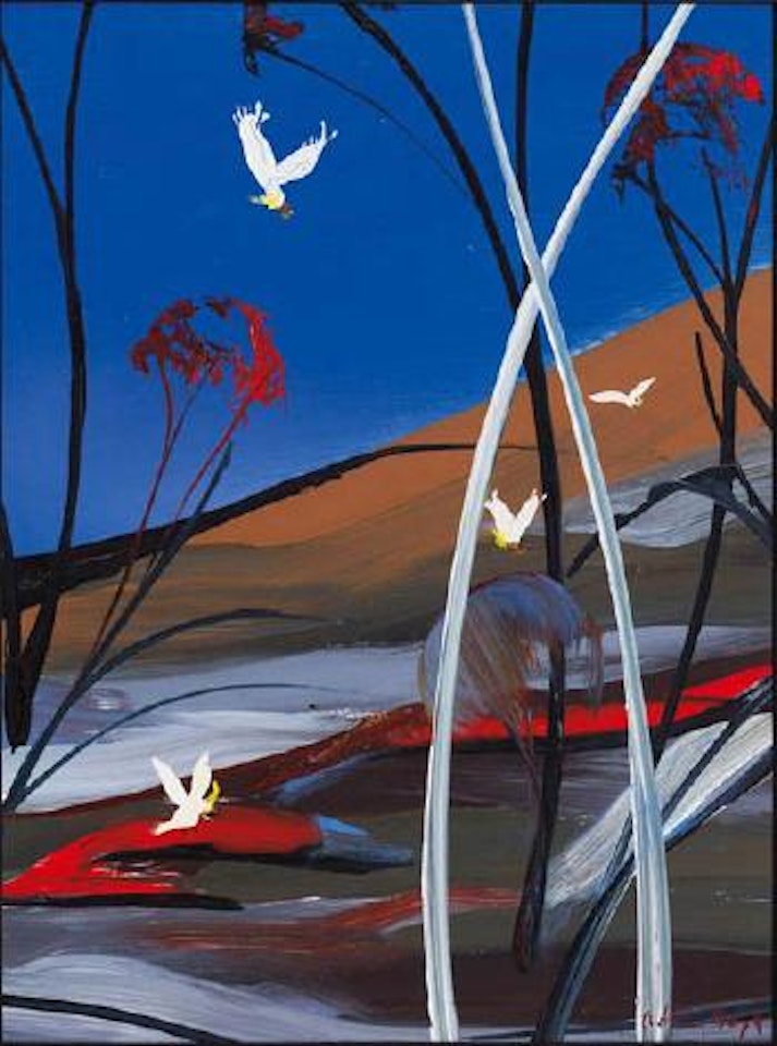 South Coast Landscape and Cockatoos by Arthur Merric Bloomfield Boyd