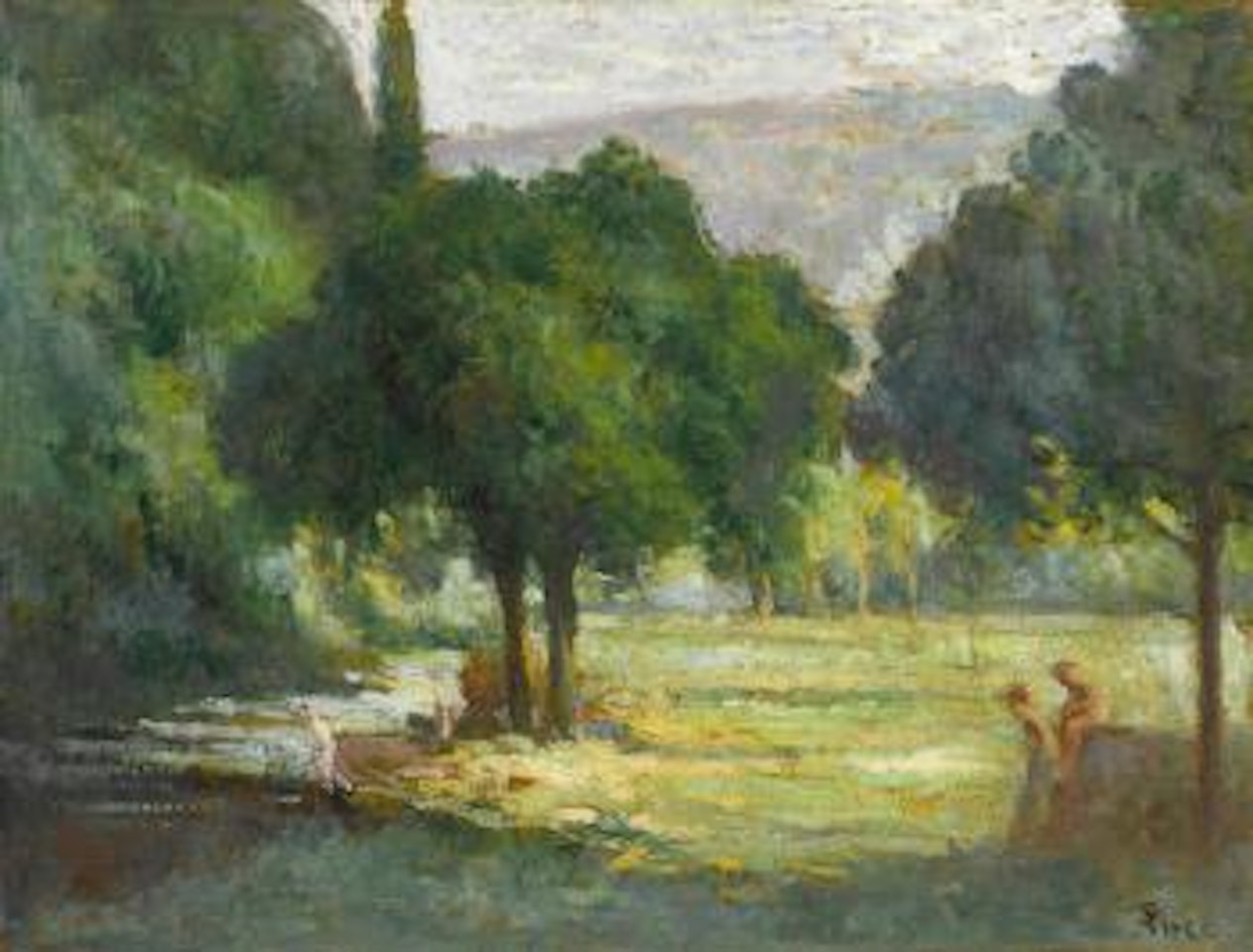 Baignade au bord de la Cure by Maximilien Luce