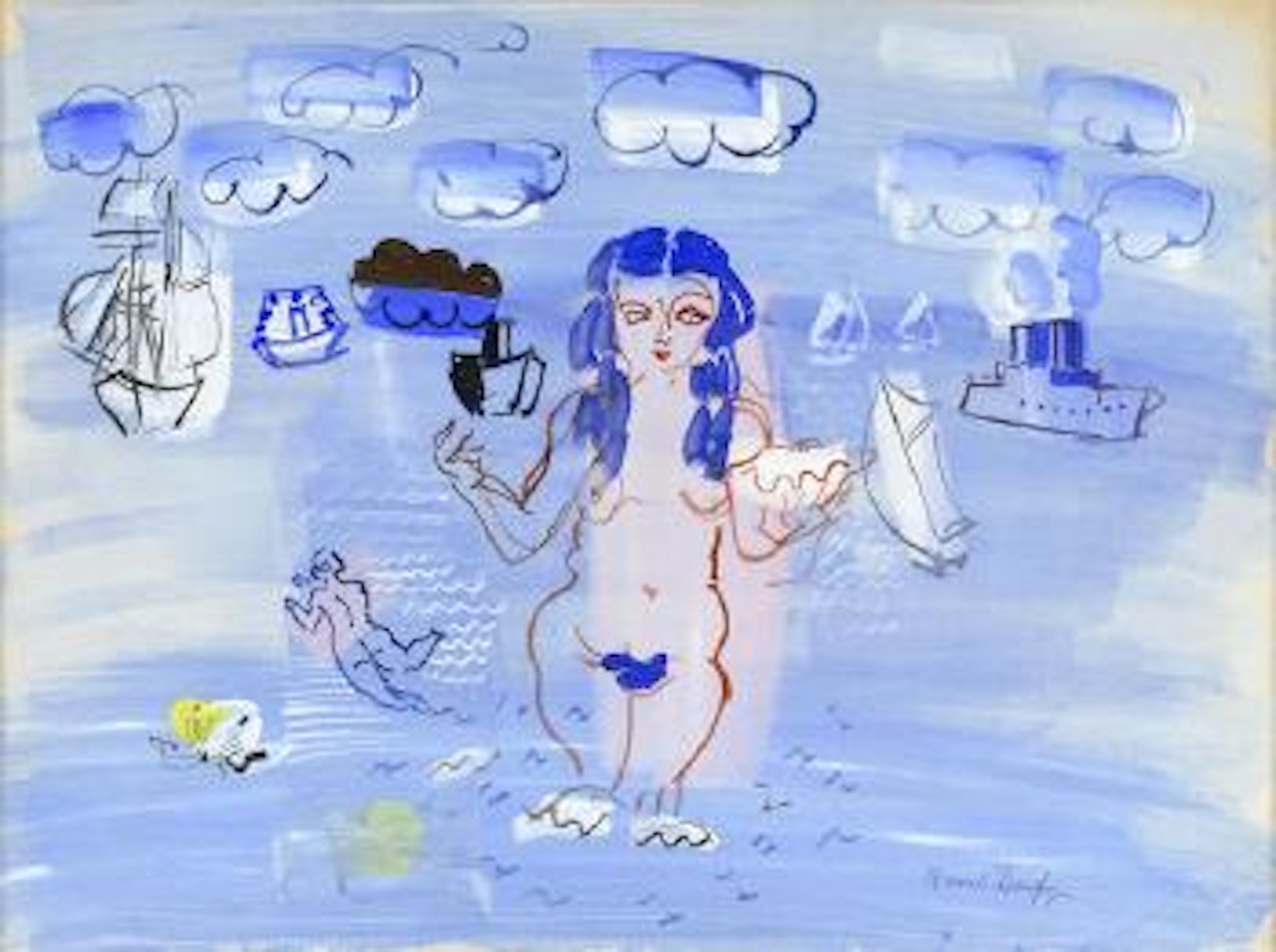 Baigneuse et bateaux by Raoul Dufy
