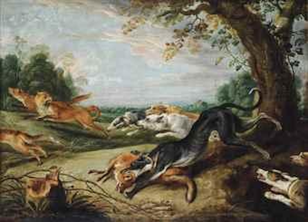 Hounds chasing foxes by Frans Snyders