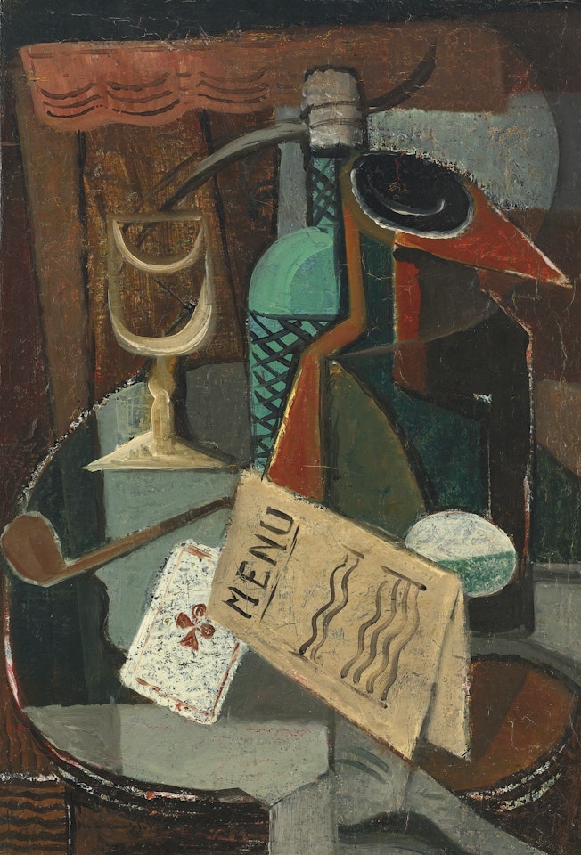 NATURE MORTE AU MENU ET AU SIPHON by Louis Marcoussis