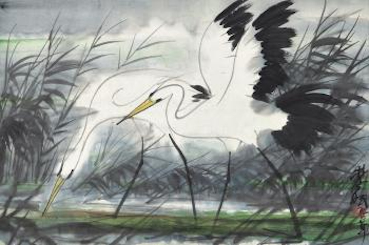 Pair of Egrets by Lin Fengmian