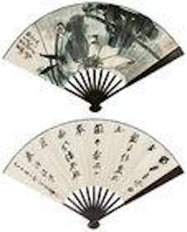 White lotus; Seven-character couplet in running script by Zhang Daqian
