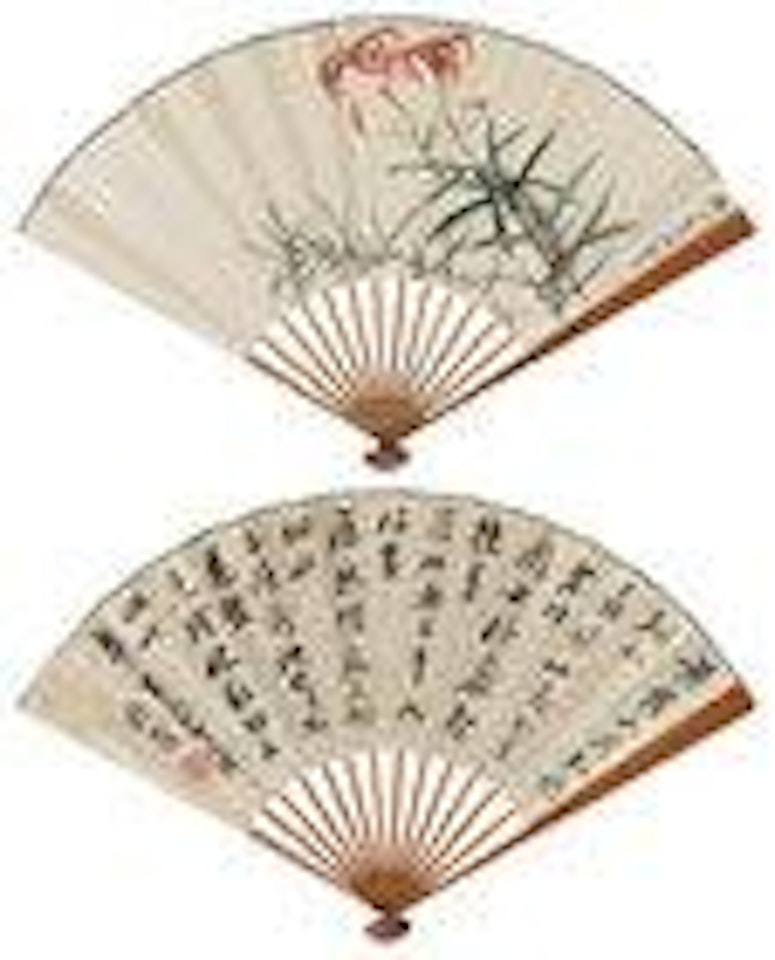 Red lilies;Seven-character poem in running script by Wu Xizai
