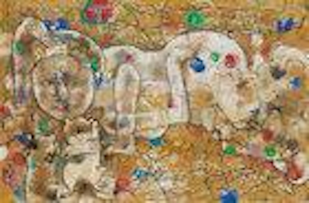 Girl and cats by Shi Hu