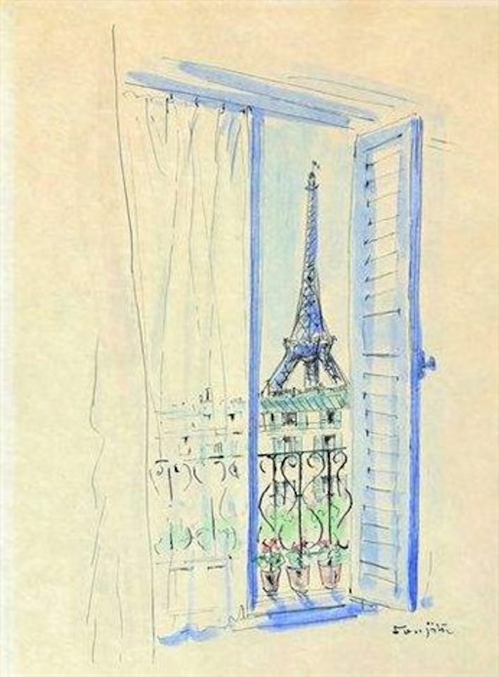 Vue de la fenêtre, Tour Eiffel by Leonard Tsuguharu Foujita